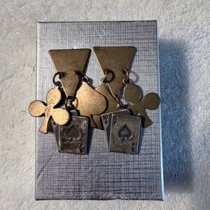 Micheal Michaud Designed Playing Card Theme Dangle Earrings